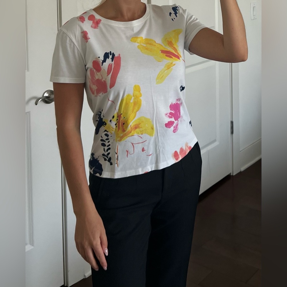 Zara Multicolor Floral Short Sleeve Tee